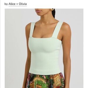 Alice + Olivia Women's Torie Mint Green Ribbed Top